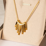 Fan Gold Bar Pendant Necklace Titanium Steel Fashion Necklace AL655