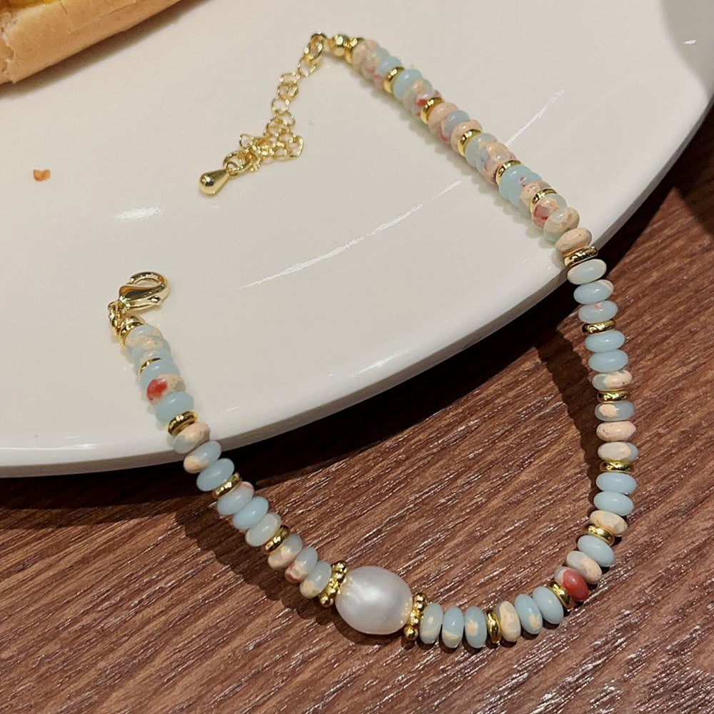 Natural Shushan Stone Baroque Freshwater Pearl Beaded Necklace, Titanium Stainless Steel, Handmade Boho Jewelry AL732