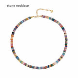 Bohemian Multi Natural Stones Beads Bracelet/Necklace, Stainless Steel Snake Necklace, Handmade Boho Jewelry AL731