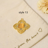 Delicate Multi Stone Charm Pendants, 18K Gold Titanium Steel, DIY Jewelry Making Accessories AL718