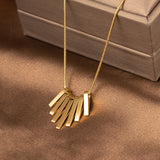 Fan Gold Bar Pendant Necklace Titanium Steel Fashion Necklace AL655