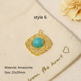 Delicate Multi Stone Charm Pendants, 18K Gold Titanium Steel, DIY Jewelry Making Accessories AL718