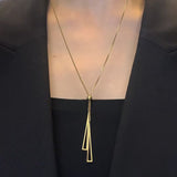 Gold Titanium Stainless Steel Triangle Geometric Adjustable Neckalce AL765