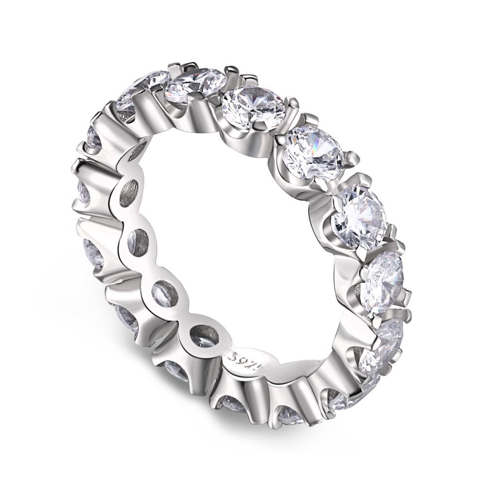 925 Sterling Silver Full White & Pink Zircon Heart Rings For Women AL805