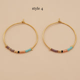 New Bohemian Rainbow Miyuki Beads Hoop Earrings, Handmade Boho Jewelry AL651