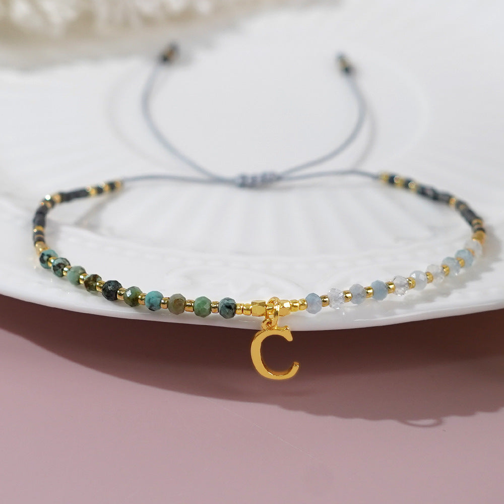 Bohemia Skinny African Turquoise Letter Natural Stones & Miyuki Beads Bracelet, Handmade Boho Summer Jewelry AL828