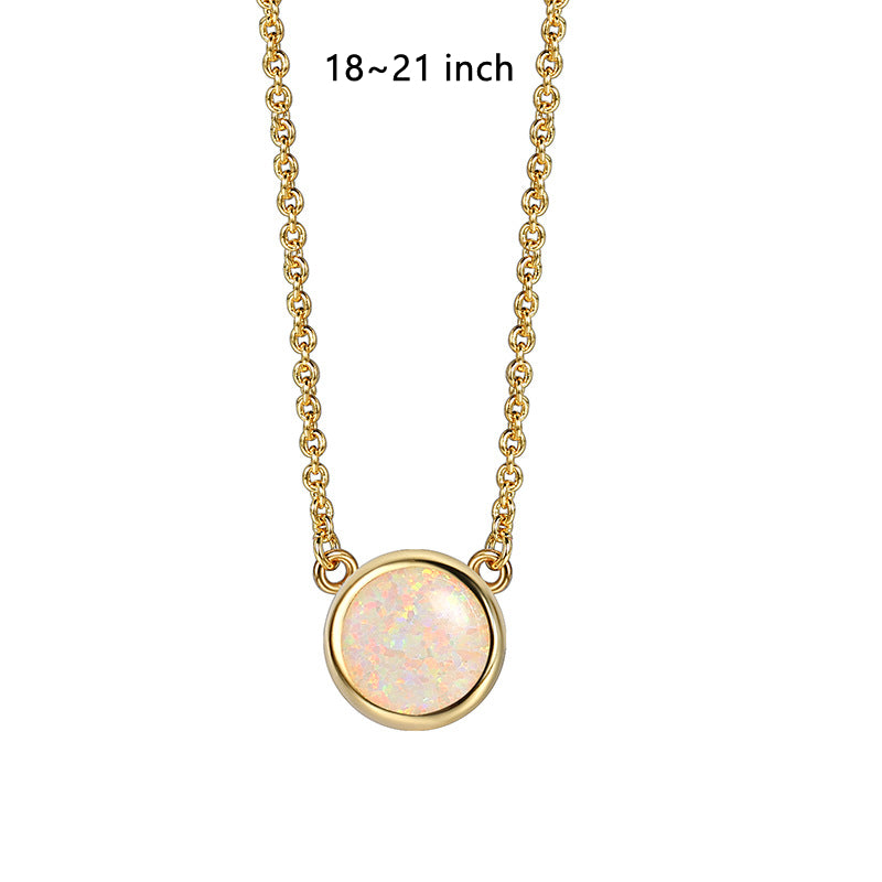 Fashion Gold Round Magic Opal Necklace, Fire Opal Jewelry, Gemstone Necklace AL642, opalite necklace