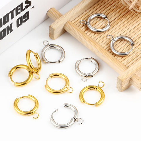 10 Pcs Stainless Steel Earring Hooks With Open Ring, Round Earrings Findings For DIY Dangle Earring Making AL818