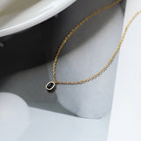 925 Sterling Silver Small Black Onyx Agate Necklace AL855