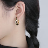 Fashion S925 Silver Smooth Irregular Gold Plated Post Earrings, Boho Jewelry AL649