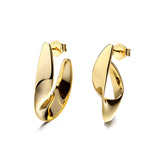 Fashion S925 Silver Smooth Irregular Gold Plated Post Earrings, Boho Jewelry AL649