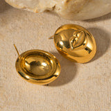 New Gold Titanium Steel Chubby Lip Oval Stud Earrings, Waterproof, Fashion Summer Beach  Jewelry AL708