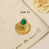 Delicate Multi Stone Charm Pendants, 18K Gold Titanium Steel, DIY Jewelry Making Accessories AL718