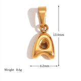 Gold Titanium Stainless Steel Mini Bubble Initial Letter Pendant, DIY Jewelry Making Charm AL711