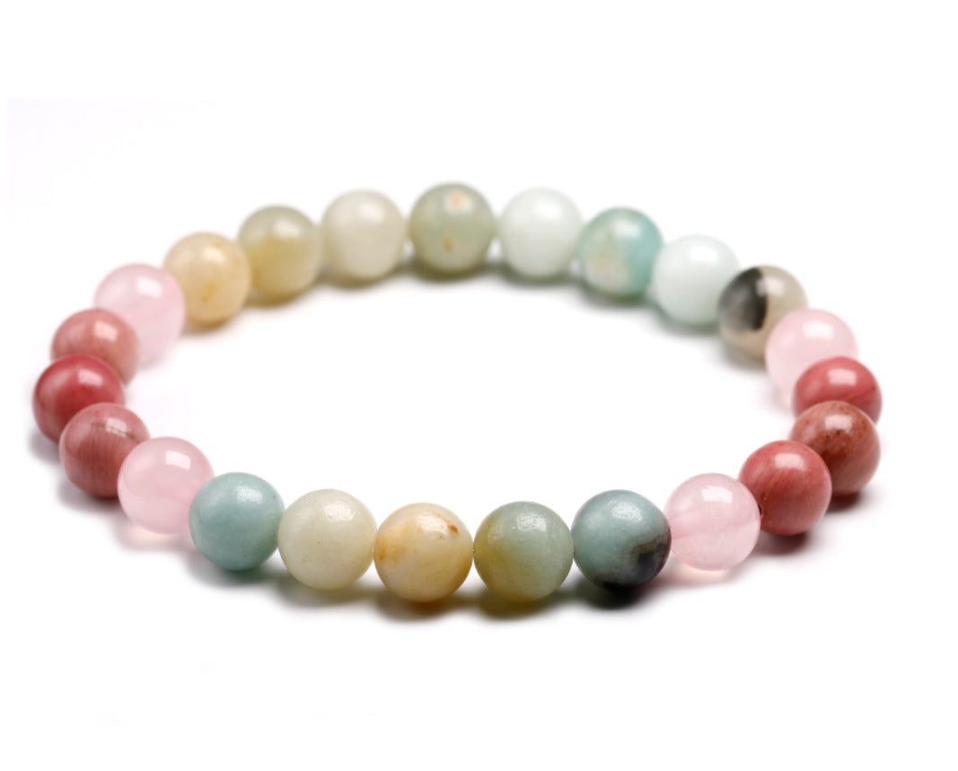 rose quartz rohodonite amazonite bracelet, gemstone bead bracelet