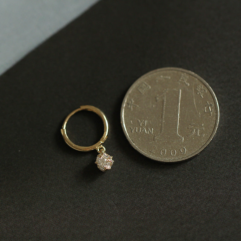 Small Ball Hoop Earrings Zircon Earrings, 925 Silver in 14K Gold Plated, Fashion Simple Jewelry AL842