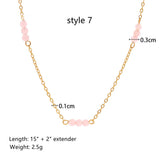 16” Gold Gemstones Pearl Beads Rosary Chain Necklace, 18k Gold Titanium Stainless Steel Jewelry AL740