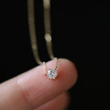 Dainty 925 Sterling Silver 6-Claw White Zircon Connector Necklace, CZ Necklace Fashion Jewelry AL857