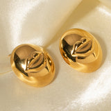New Gold Titanium Steel Chubby Lip Oval Stud Earrings, Waterproof, Fashion Summer Beach  Jewelry AL708