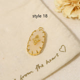 Delicate Multi Stone Charm Pendants, 18K Gold Titanium Steel, DIY Jewelry Making Accessories AL718