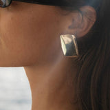 Hammer Rectangle Gold Titanium Steel Stud Earrings Fashion Jewelry AL710