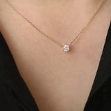 Dainty 925 Sterling Silver 6-Claw White Zircon Connector Necklace, CZ Necklace Fashion Jewelry AL857