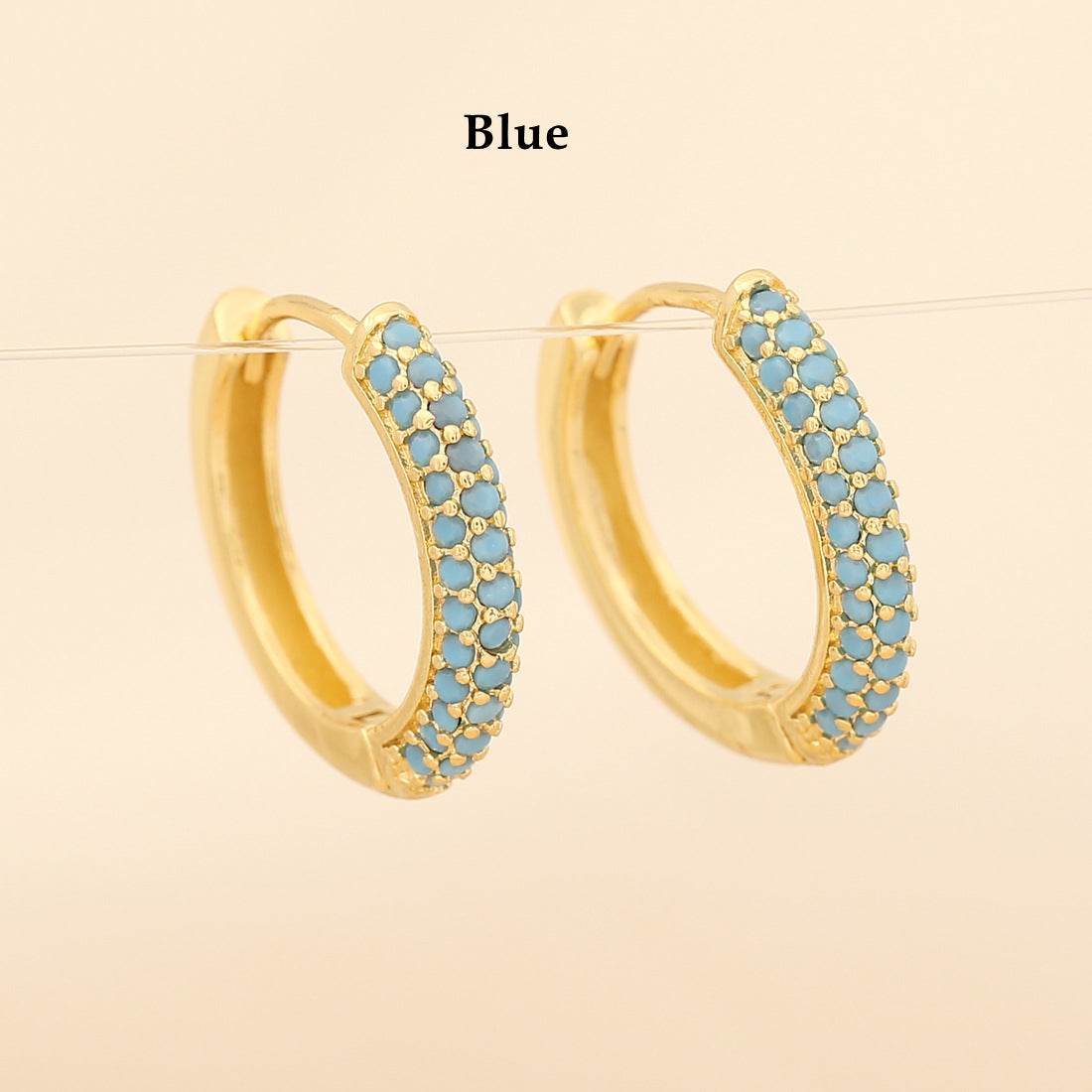 18K Gold Plated Brass Micro Pave Hoop Earrings, CZ Hoop Earring Fashion Jewelry AL665