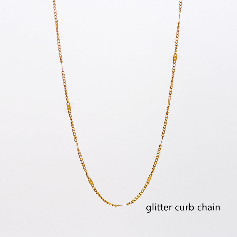 gold plated glitter curb chain, stainless steel chain