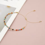 Bohemian Skinny Rainbow Natural Stones & Miyuki Beads Friendship Bracelet, Handmade Boho Summer  Jewelry AL867