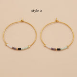 New Bohemian Rainbow Miyuki Beads Hoop Earrings, Handmade Boho Jewelry AL651