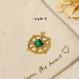 Delicate Multi Stone Charm Pendants, 18K Gold Titanium Steel, DIY Jewelry Making Accessories AL718