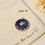 Delicate Multi Stone Charm Pendants, 18K Gold Titanium Steel, DIY Jewelry Making Accessories AL718