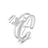 925 Sterling Silver Double Butterfly Zircon Ring Fashion Jewelry For Women AL782