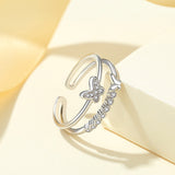 925 Sterling Silver Double Butterfly Zircon Ring Fashion Jewelry For Women AL782