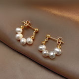 Baroque Fresh Water Pearl Hoop Earrings, S925 Silver Post, Boho Jewelry AL726