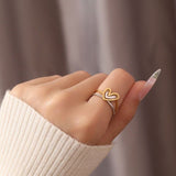 Unique 925 Sterling Silver Gold Plated Double Layer Heart Ring, Love Ring, Fashion Jewelry AL507