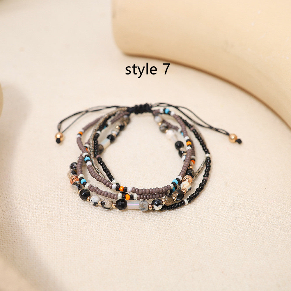 Bohemian Layers Rainbow Natural Stones & Miyuki Beads Bracelet, Handmade Boho Jewelry AL637