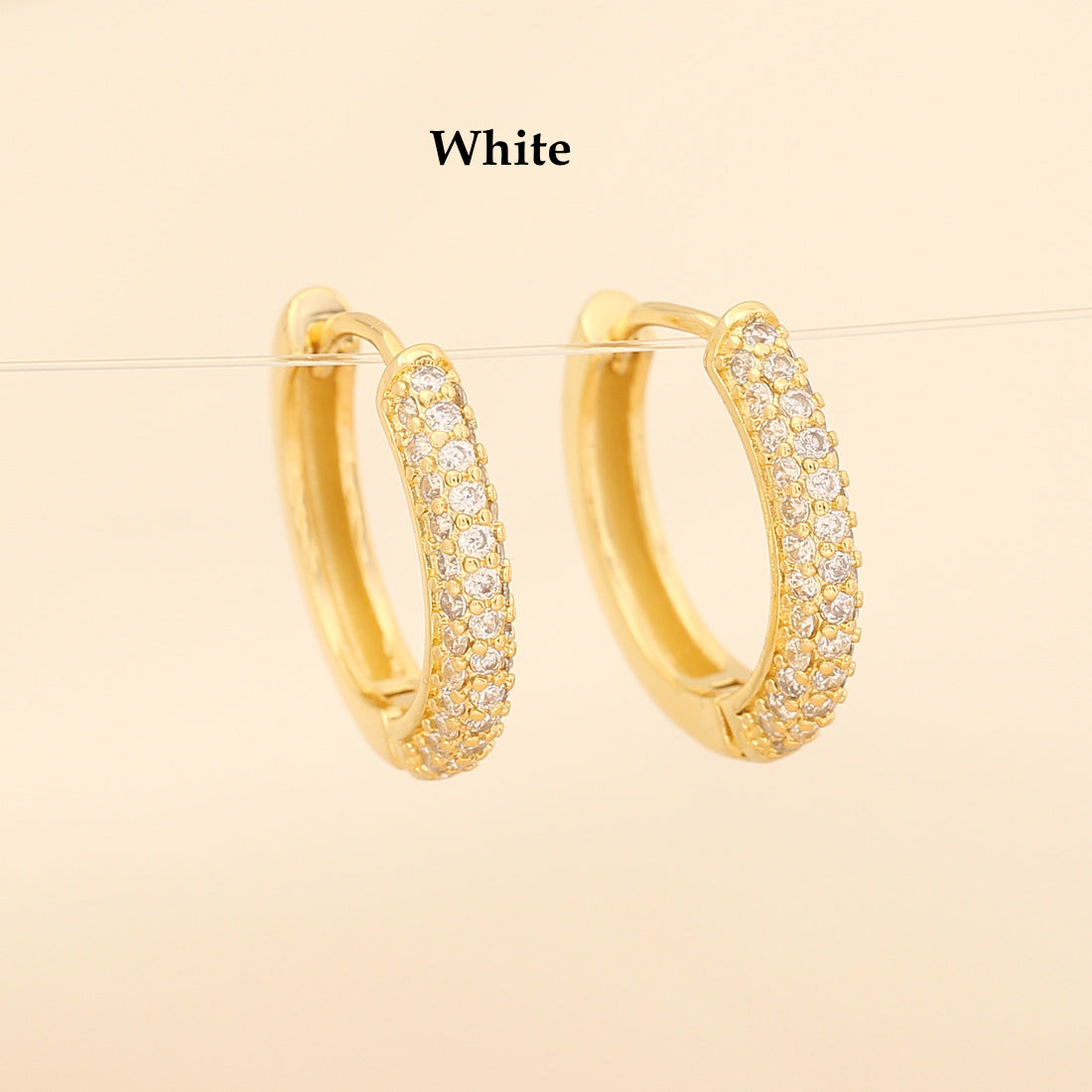 18K Gold Plated Brass Micro Pave Hoop Earrings, CZ Hoop Earring Fashion Jewelry AL665