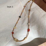 Bohemian Tiger's Eye Natural Stones & Miyuki Beaded Choker Necklace, Handmade Boho Winter Maillard Jewelry AL799