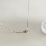 Dainty 925 Sterling Silver 6-Claw White Zircon Connector Necklace, CZ Necklace Fashion Jewelry AL857