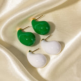 18K Gold Titanium Stainless Steel Drop Green White Earrings, Unique Jewelry AL666