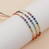 Bohemian Skinny Rainbow Natural Stones & Miyuki Beads Bracelet, Faceted Crystal Beads, Handmade Boho Jewelry AL739