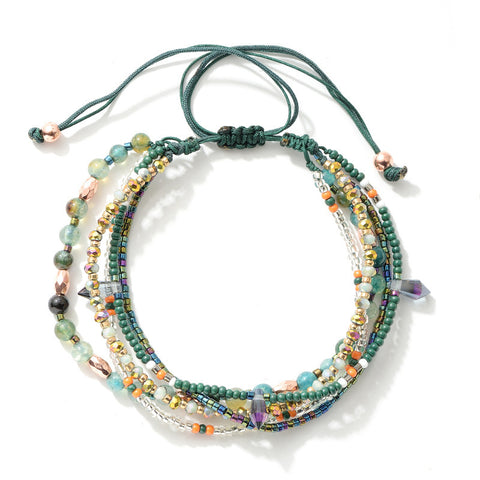 Multi Kind Stones Beads Bracelet, Adjustable, Holiday Party Daily Wear Bracelet, Boho Jewelry AL637