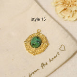 Delicate Multi Stone Charm Pendants, 18K Gold Titanium Steel, DIY Jewelry Making Accessories AL718