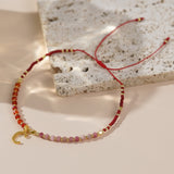 Bohemia Skinny Rhodonite Red Agate Letter Natural Stones & Miyuki Beads Bracelet, Handmade Boho Summer Jewelry AL825