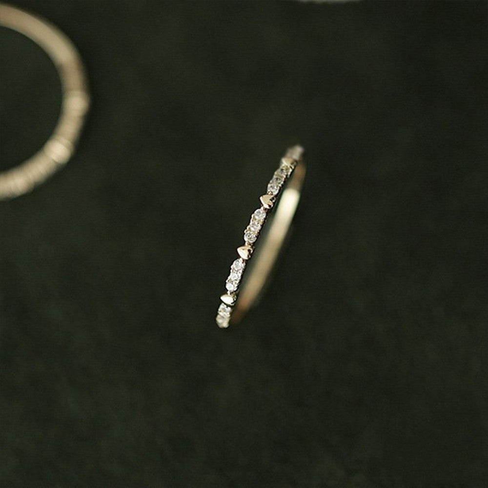 Skinny 925 Sterling Silver CZ Heart Ring, Zircon Thin Ring, Lady Fashion Love Jewelry AL864
