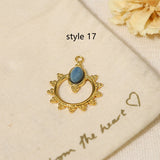 Delicate Multi Stone Charm Pendants, 18K Gold Titanium Steel, DIY Jewelry Making Accessories AL718