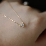 Dainty 925 Sterling Silver 6-Claw White Zircon Connector Necklace, CZ Necklace Fashion Jewelry AL857