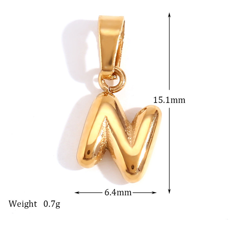 Gold Titanium Stainless Steel Mini Bubble Initial Letter Pendant, DIY Jewelry Making Charm AL711