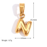 Gold Titanium Stainless Steel Mini Bubble Initial Letter Pendant, DIY Jewelry Making Charm AL711